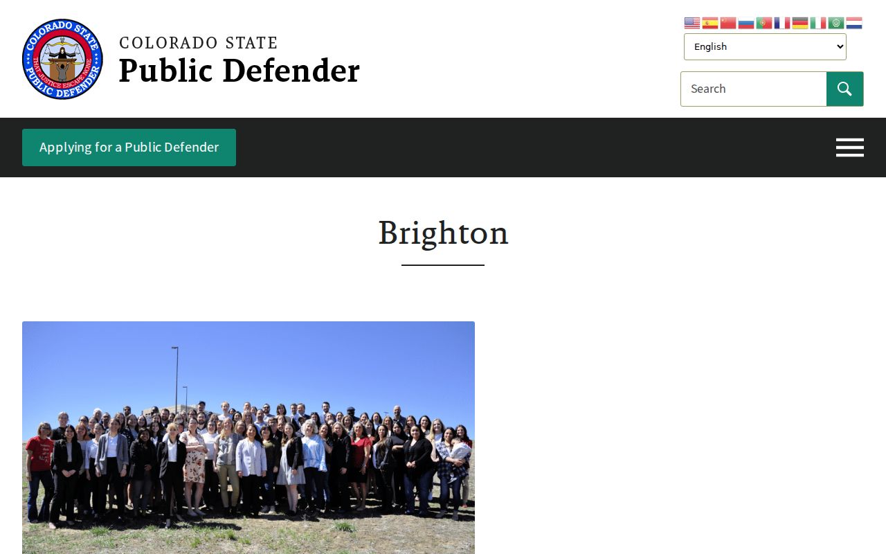 Colorado State Public Defender Brighton office contact page