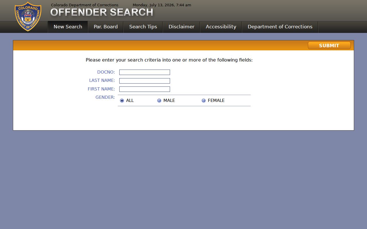 Adams County inmate records Colorado DOC offender search