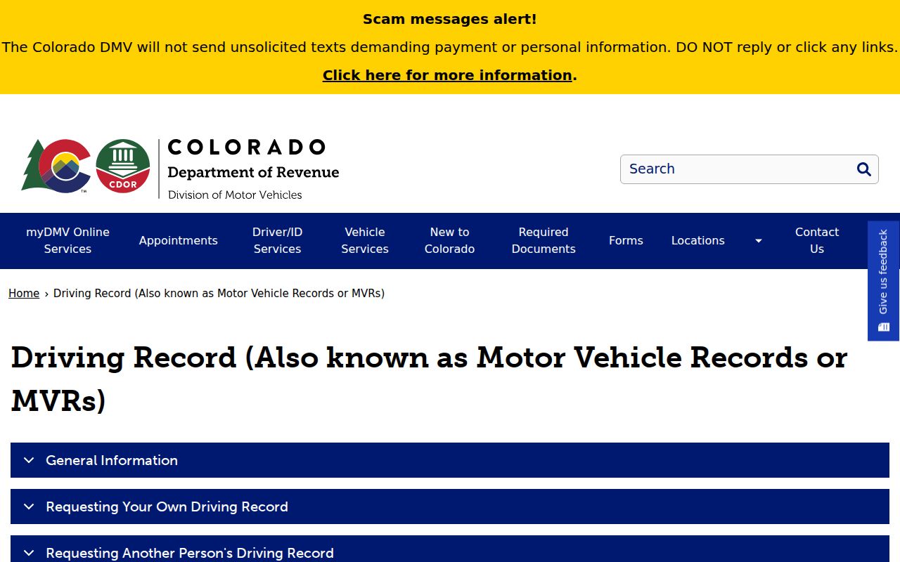 Adams County traffic court records Colorado DMV motor vehicle record page